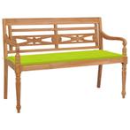 vidaXL Bank Batavia met heldergroen kussen 120 cm massief, Verzenden, Nieuw