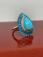 Zonder minimumprijs - Ring Zilver - 6.96ct. tw. Turquoise -, Nieuw