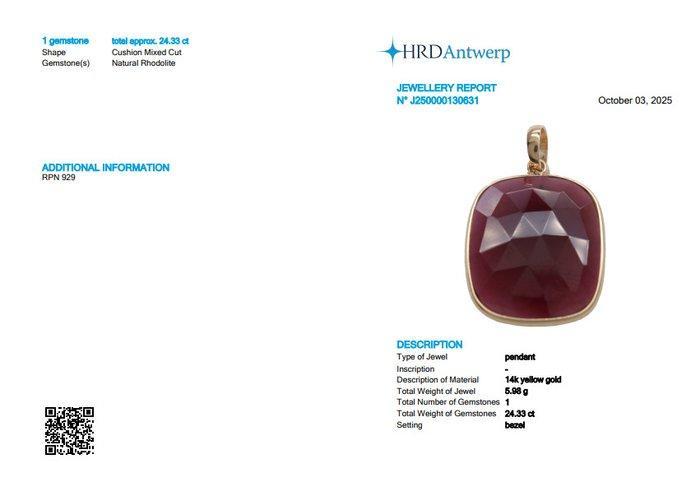 Pendentif - 14 carats Or jaune - 24.33ct. tw. Grenat -, Bijoux, Sacs & Beauté, Bijoux anciens