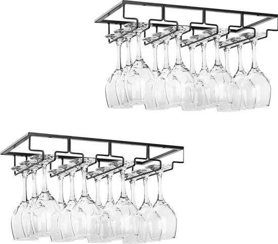2dekans | Wijnglazenhouder - 2 Stuks - Zwart - 12 Glazen -, Zakelijke goederen, Kantoor en Winkelinrichting | Magazijn, Stelling en Opslag