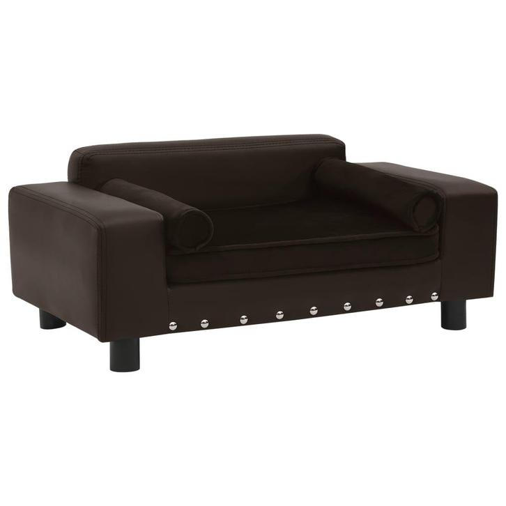 vidaXL Hondenbank 81x43x31 cm pluche en kunstleer bruin, Dieren en Toebehoren, Honden-accessoires, Nieuw, Verzenden
