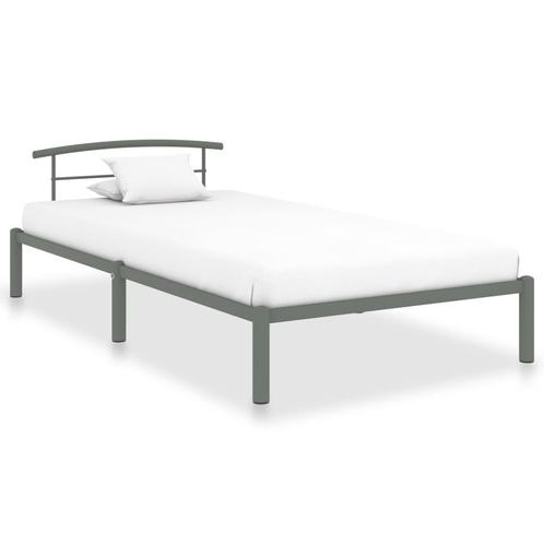 vidaXL Bedframe metaal grijs 90x200 cm, Huis en Inrichting, Slaapkamer | Bedden, Nieuw, Verzenden