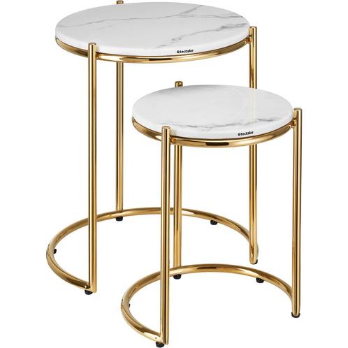 tectake Bijzettafel Ellsa, marmeren blad, stalen frame - wit, Huis en Inrichting, Tafels | Bijzettafels, Verzenden