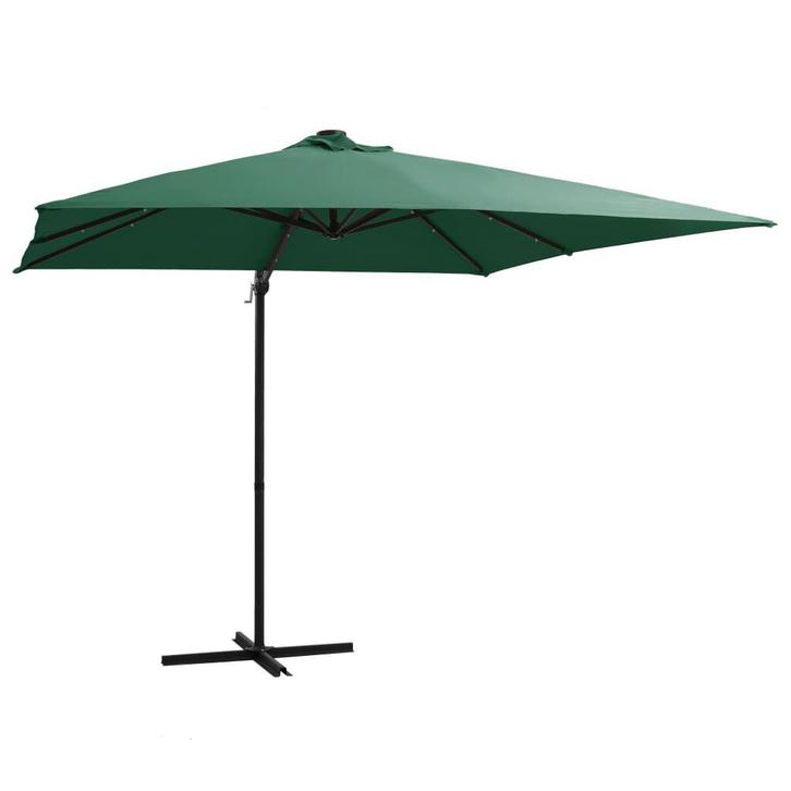 Zweefparasol Groen LED | Retour Deal | 64% Korting!, Tuin en Terras, Parasols, 2 tot 3 meter, Kantelbaar, Nieuw, Zweefparasol