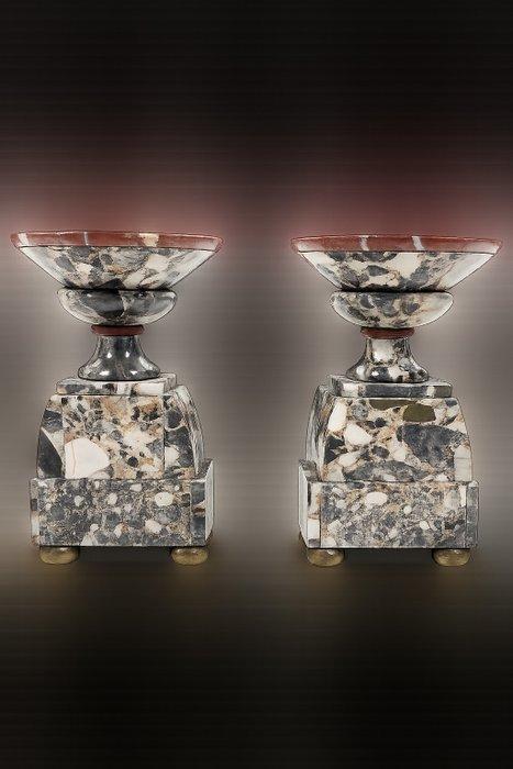 Decoratief ornament (2) - marmeren cassolettes, Antiek en Kunst, Antiek | Overige Antiek