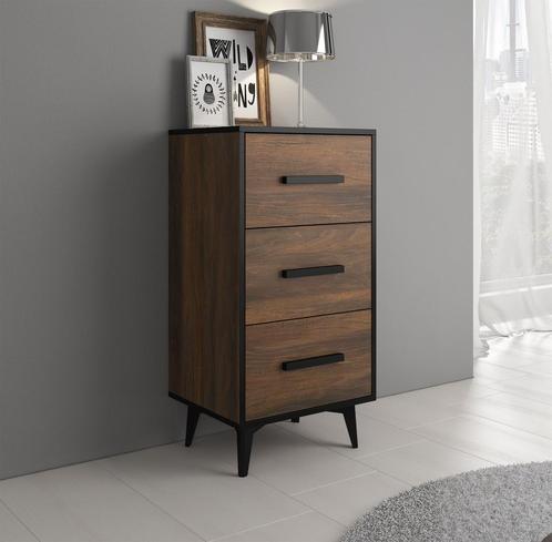 Commode Frey - donker eiken - Zwart - 47 cm ladekast, Huis en Inrichting, Kasten | Overige, Nieuw, Verzenden