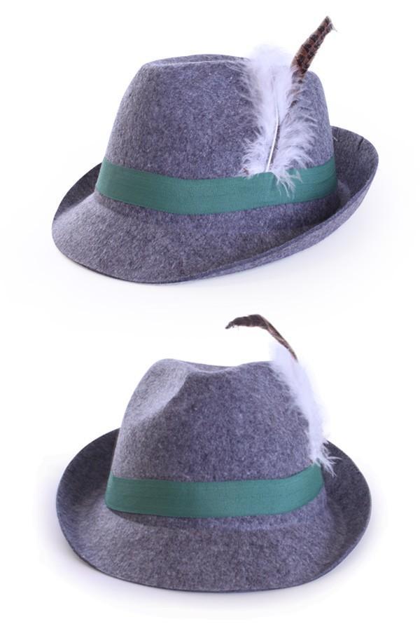 Grijze Tiroler Hoed Oktoberfest Bierfeest Hoedje Grijs Tirol, Hobby en Vrije tijd, Feestartikelen, Nieuw, Ophalen of Verzenden