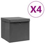 vidaXL Opbergboxen met deksel 4 st 28x28x28 cm zwart, Verzenden, Nieuw