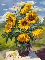 Irina Alex (1961) - Bleuets et Tournesols au bord du Champ