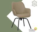 Leren draaibare eetkamerstoel Magic - Toledo Khaki, Huis en Inrichting, Barkrukken, 60 tot 90 cm, Nieuw, Leer, Ophalen of Verzenden