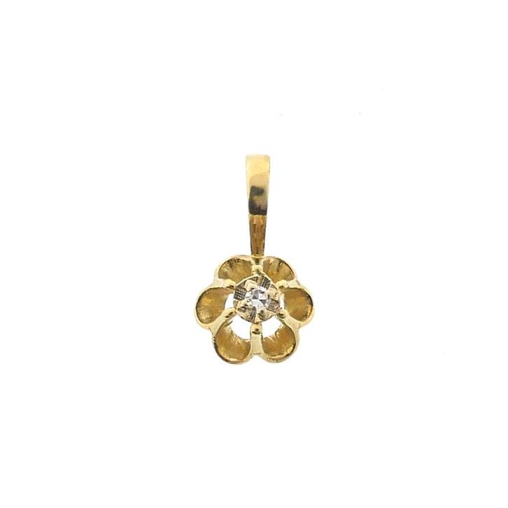 Gouden minimalistische hanger met diamant | 0,01 ct., Handtassen en Accessoires, Bedels, Gebruikt, Overige merken, Goud, Ophalen of Verzenden