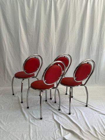 Stoel - Metaal, Bekleding - Set van zes stapelbare stoelen