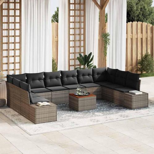 vidaXL Tuinbank Set 11 pcs Grijs, Tuin en Terras, Tuinsets en Loungesets, Nieuw, Verzenden