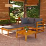 vidaXL 3-delige Loungeset met donkergrijze kussens, Tuin en Terras, Verzenden, Nieuw, Loungeset