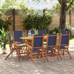 vidaXL 9-delige Tuinset massief acaciahout en textileen, Verzenden, Nieuw, Tuinset