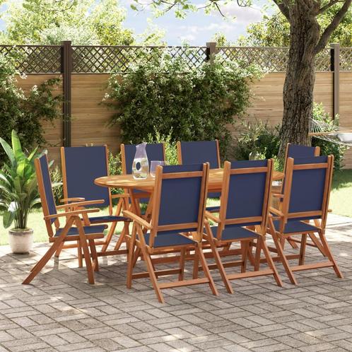 vidaXL 9-delige Tuinset massief acaciahout en textileen, Tuin en Terras, Tuinsets en Loungesets, Tuinset, Nieuw, Verzenden