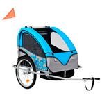 vidaXL Fietstrailer en kinderwagen 2-in-1 blauw en grijs, Fietsen en Brommers, Verzenden, Nieuw