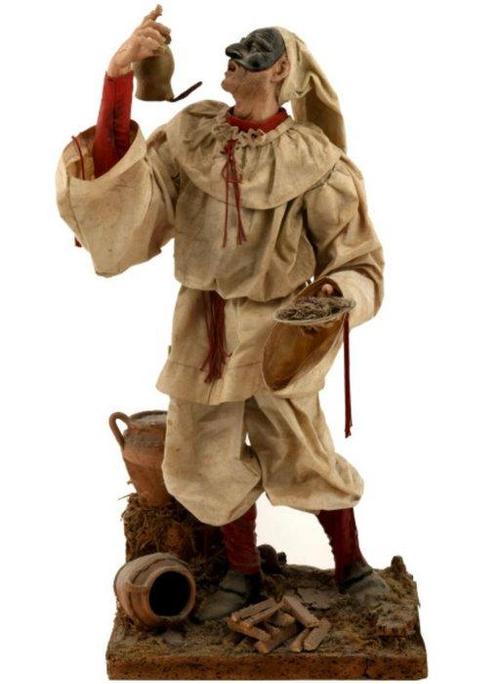 sculptuur, Grande Pulcinella in terracotta - 53 cm - Hout,, Antiek en Kunst, Antiek | Keramiek en Aardewerk