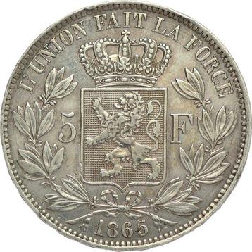 Belgique. Léopold II. 5 Francs 1865 - mintage: unknown (low)