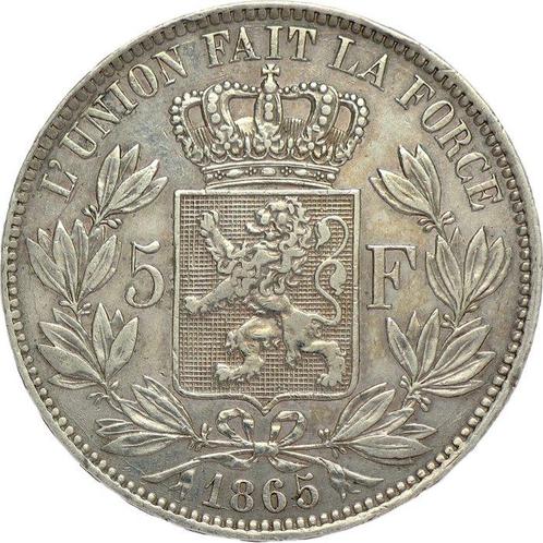 Belgique. Léopold II. 5 Francs 1865 - mintage: unknown (low), Postzegels en Munten, Munten | Nederland