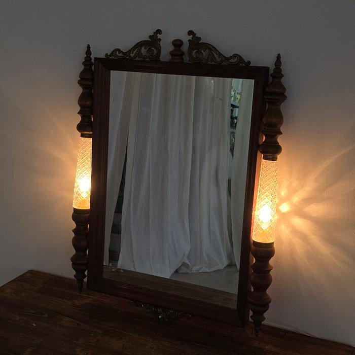 Spiegel- kolommen met lichten - Hout, Glas - decorato, Antiek en Kunst, Curiosa en Brocante