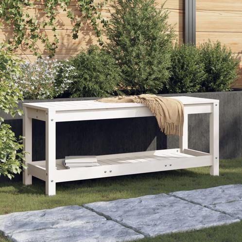 vidaXL Banc de jardin blanc 108x35x45 cm bois massif de, Jardin & Terrasse, Ensembles de jardin, Neuf, Envoi