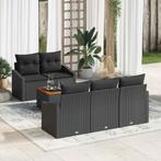 vidaXL Tuinbank Set met opslag 6 pcs Zwart poly rattan, Jardin & Terrasse, Verzenden