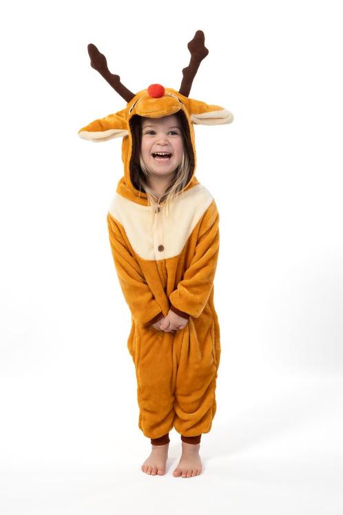 Onesie Rendier Pak 146-152 Rendierenpak Kostuum Bruin Eland, Kinderen en Baby's, Carnavalskleding en Verkleedspullen, Nieuw, Ophalen of Verzenden