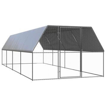 vidaXL Buitenhok voor kippen 3x8x2 m gegalvaniseerd staal, Dieren en Toebehoren, Verzenden, Nieuw