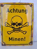 Waarschuwing mijnen bord - Emaille plaat - Staal, Antiek en Kunst