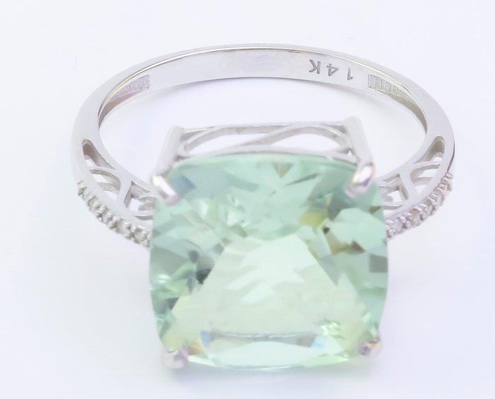 Zonder Minimumprijs - Ring - 14 karaat Witgoud Amethist -, Handtassen en Accessoires, Ringen