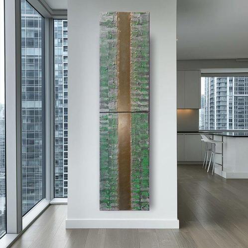 Ksavera - Gold Abstract painting A1292 - textured diptych -, Antiek en Kunst, Curiosa en Brocante