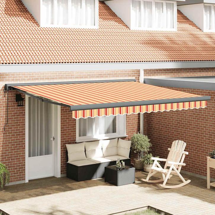 vidaXL Luifel uittrekbaar 4,5x3 m stof en aluminium geel en, Tuin en Terras, Zonneschermen, Nieuw, Verzenden