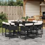 vidaXL 9-delige Tuinset poly rattan zwart, Tuin en Terras, Verzenden, Nieuw, Tuinset