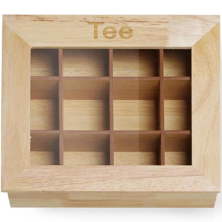 Theedoos | Hout | 12 Compartimenten | 300x280x90(h)mm HENDI, Zakelijke goederen, Horeca | Keukenapparatuur, Nieuw in verpakking
