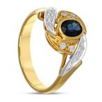 Ring - 18 karaat Geel goud, Witgoud - 0.66ct. tw. Saffier -, Handtassen en Accessoires, Ringen, Nieuw