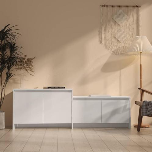 vidaXL Tv-meubel 146,5x35x50 cm bewerkt hout hoogglans wit, Huis en Inrichting, Kasten |Televisiemeubels, Nieuw, Verzenden