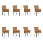 Set van 8 Leren eetkamerstoelen Daily met armleuning -, Huis en Inrichting, Stoelen, Ophalen of Verzenden, Nieuw, Leer, Eén