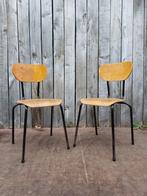 Fibo retro stoelen | zwarte industrial vibe | 12 op voorraad, Ophalen of Verzenden, Gebruikt, Meubilair