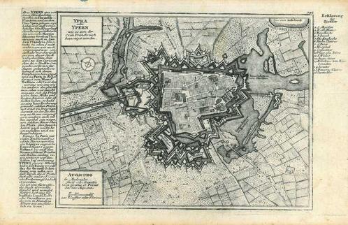 Stadsplattegrond van Ypres, Antiek en Kunst, Kunst | Etsen en Gravures