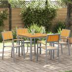vidaXL Tuinstoelen 4 stuks Stapelbaar Grijs Massief, Tuin en Terras, Tuinstoelen, Verzenden, Nieuw