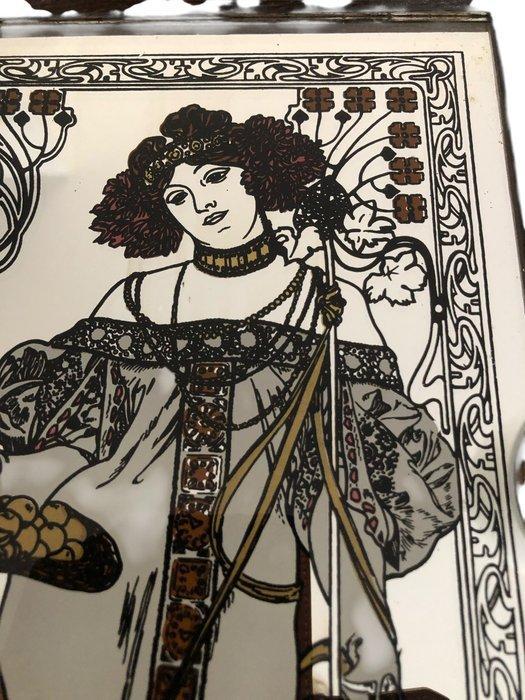 Mucha - Spiegel - Glas - Alphonse Mucha “Autumn”, Antiek en Kunst, Curiosa en Brocante