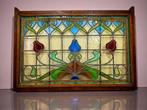 Jugendstil Glas-in-loodraam - 1910-1920 - 69x99cm/ 6,75Kg, Antiek en Kunst