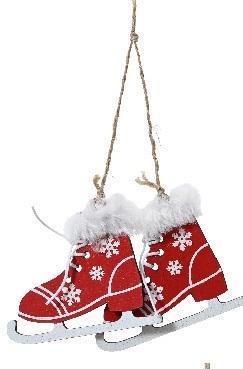 Hanger houten schaatsen – rood figuurtjes voor bloemschikken, Hobby en Vrije tijd, Knutselen, Nieuw