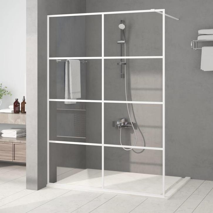 vidaXL Inloopdouchewand 140x195 cm transparant ESG-glas wit, Doe-het-zelf en Bouw, Sanitair, Nieuw, Verzenden