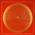 Zeldzame rode OM-mantra Mandala | Handgeschilderde Mantra, Nieuw