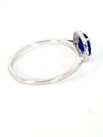 Ring - 18 karaat Witgoud Saffier - Diamant, Nieuw