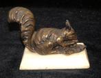 sculptuur, Bronzen Beeldje Eekhoorn - 7 cm - Brons, Marmer -, Antiek en Kunst