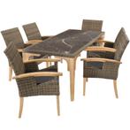 tectake Wicker tafel Foggia met 6 stoelen Rosarno - natuur, Tuin en Terras, Verzenden, Nieuw