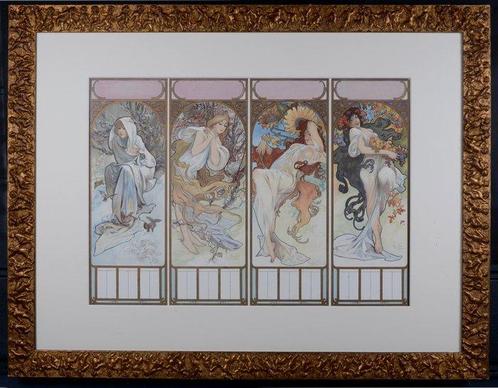 Alphonse Mucha (1860-1939) - The Seasons (one sheet), Antiek en Kunst, Antiek | Meubels | Stoelen en Sofa's